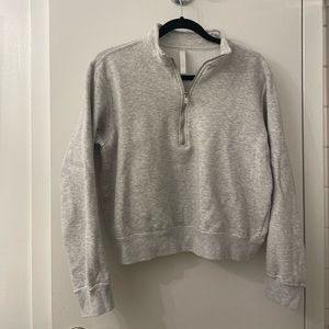 Fabletics Gray Cropped Zip Up Sweatshirt